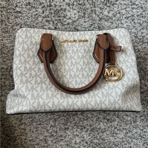 Michael Kors White and Brown Purse